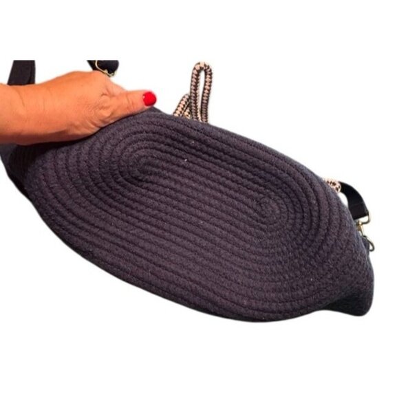 Anchor-Embellished Black Tote Bag With Rope Handles & Adjustable Strap By Americ - Picture 9 of 9